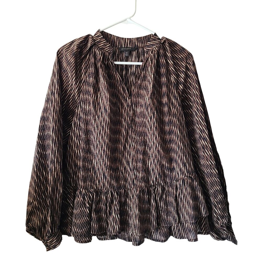 Banana Republic US Women's Size XS 100% Cotton Blouse Flutter Hem Detail